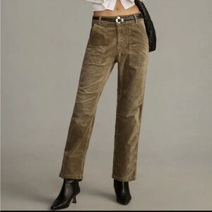 Anthropologie Pilcro pants Wanderer corduroy relaxed straight leg green 32